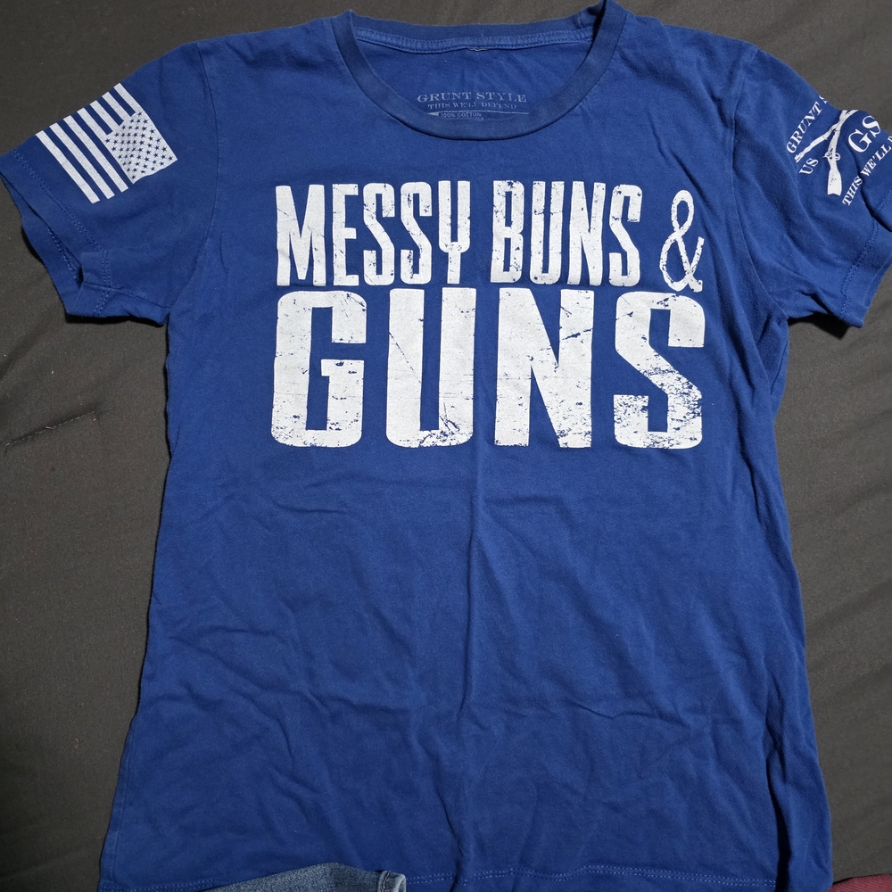 Grunt Style Blue 'Messy Buns & Guns' T-Shirt